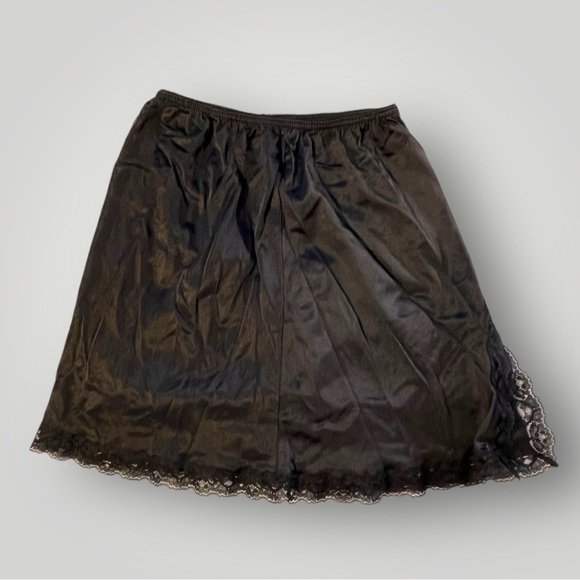 Vintage Black 100% Antron Nylon Mini Skirt Slip - Picture 8 of 14
